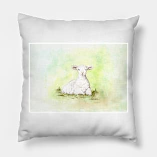 lamb in the grass Pillow