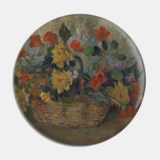 Nasturtiums and Dahlias in a Basket by Paul Gauguin Pin