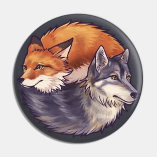 Fox and Wolf Pin