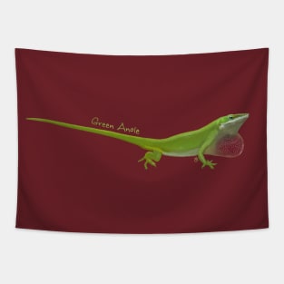 Green Anole lizard - Dewlap Action! Tapestry