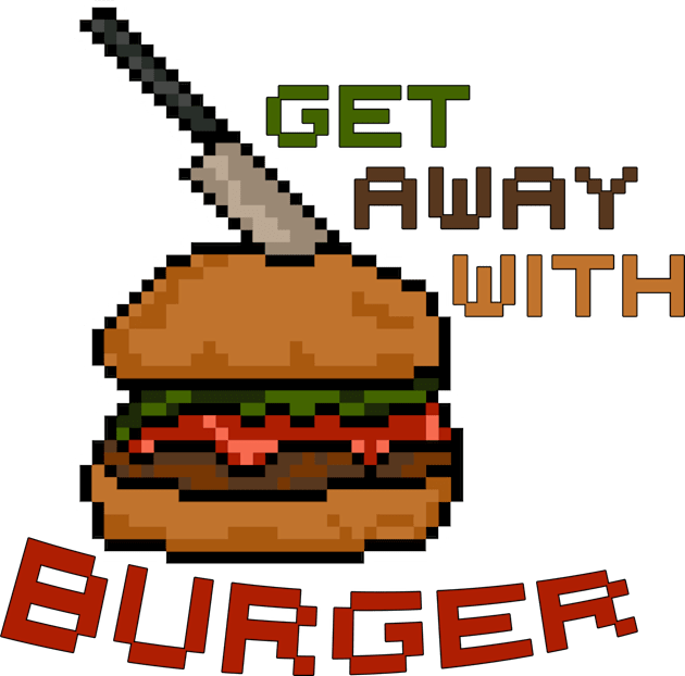 Get away with Burger - Pixel Food Art Kids T-Shirt by Fun Funky Designs