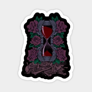 Bones and Roses - Gothic Hourglass Magnet