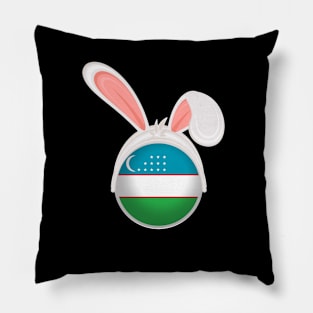 happy easter Uzbekistan bunny ears flag cute designs Pillow