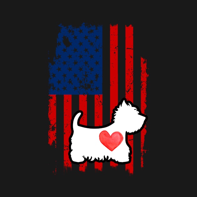 Westie Merica Usa American Flag by DollochanAndrewss