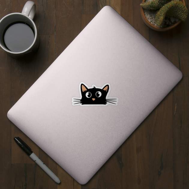 Black Cat Sticker, Kitty Pet Laptop Decal Vinyl Cute Waterbottle