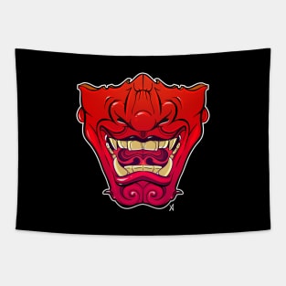 Oni mask Red Tapestry