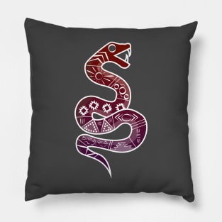 Mexican Aztec Snake Design Red and Purple Pillow