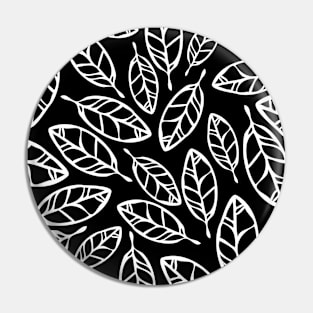 Black with white leaves simple design Pin