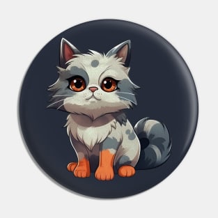 Cartoon white and grey fluffy cat Pin