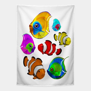 Tropical Colorful Fish Pattern Tapestry