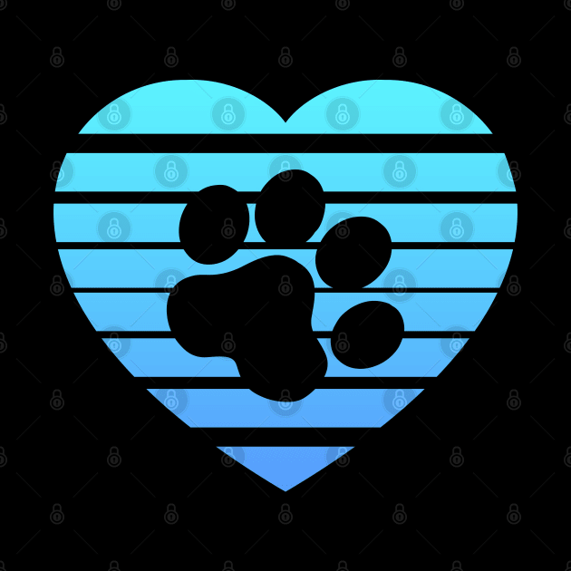 Cat Paw Heart Valentine - Light Blue Gradient by skauff