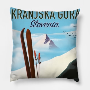 Kranjska Gora Slovenia ski poster Pillow