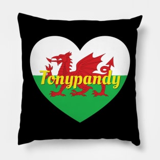 Tonypandy Wales UK Wales Flag Heart Pillow