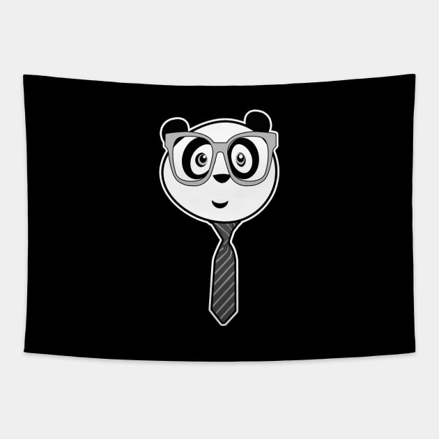 Panda Nerd - Black and White Tapestry by adamzworld