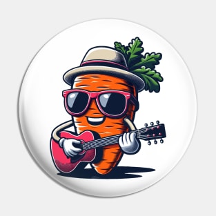 Carrot Playing Guitar Pin