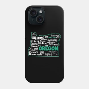 Cute map of Baker City Oregon, Portland, Salem, Eugene, Springfield, Bend, Ontario, Medford Phone Case