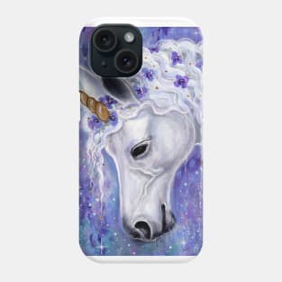 Unicorn with flowers by Renee Lavoie Phone Case