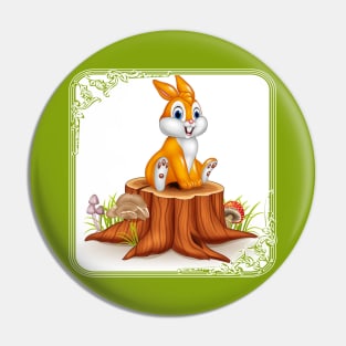 Bunny on a Tree Stump Pin