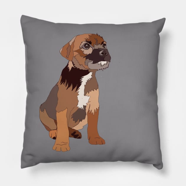 Border terrier puppy Pillow by Leamini20