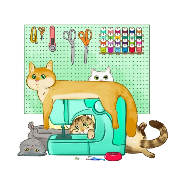 Cats Helping You Sew by aimeekitty