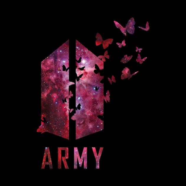 BTS Army logo with destructive butterfly (red galaxy
