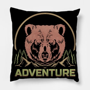 Grizzly Bear Adventure Camping Hiking Nature Pillow