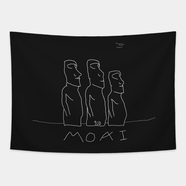 Moais Easter Island black background by 9JD Tapestry by JD by BN18 