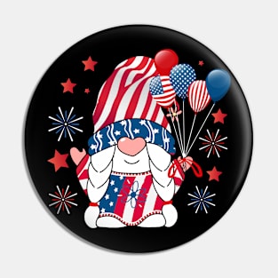 Gnomes 4th Of July Women Girls American Flag Pin