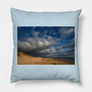 Druridge Bay under Threatening Clouds Pillow