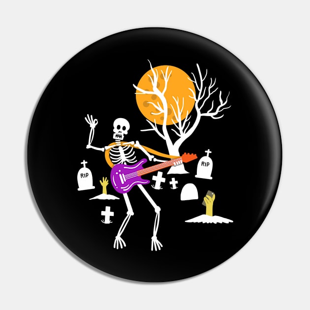 Skeleton Rocker Halloween Pin by KAWAIITEE