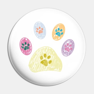 Colorful doodle paw prints symbol Pin