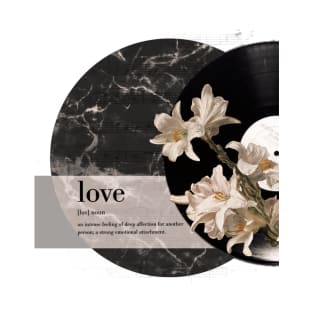 Vinyl vintage retro aesthetic beautiful bloom flowers quote quotes inspiration motivation sky record love romantic clouds notes marble elegant sky T-Shirt