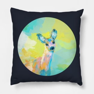 Doe Portrait, Forest Animal Painting Pillow