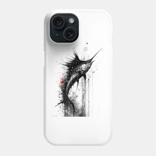 Black Marlin Ink Painting Phone Case