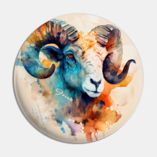 Zodiac Sign ARIES - Watercolour Illustration of astrology Aries Pin