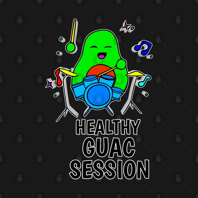 Healthy Quac Session - Funny Avocado Cute Clipart Veggies - Musical Beats Drummer by MaystarUniverse