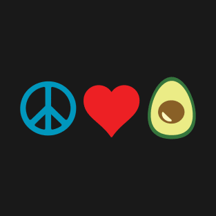 Peace, Love, Avocado (on black) T-Shirt