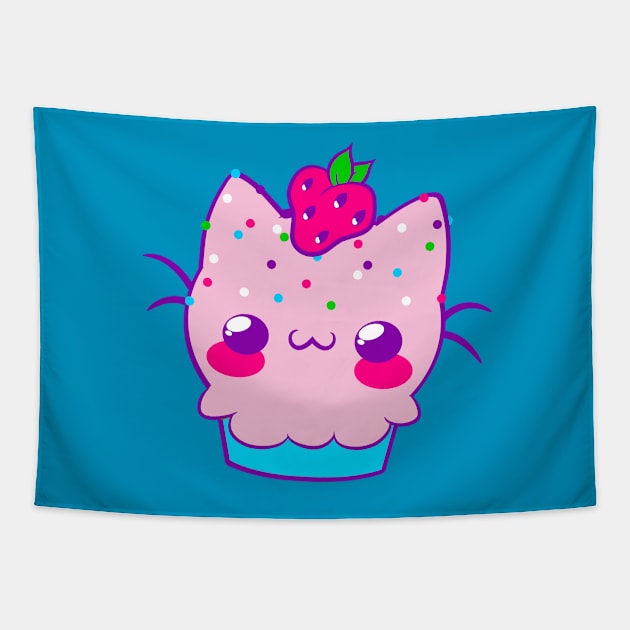 Cupcake Cat Tapestry by HaloSenpai