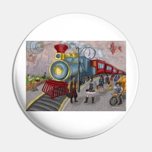 Steampunk scene Pin