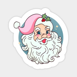 Retro Vintage Pink Santa Claus Funny Pink Christmas Magnet