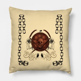 Creepy skulls with crow and spider Pillow