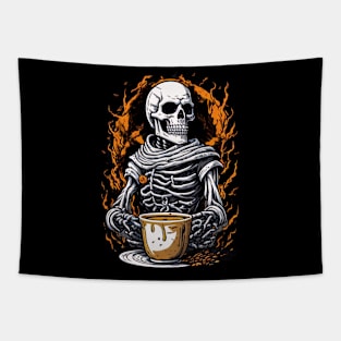 halloween skeleton coffee drink Tapestry
