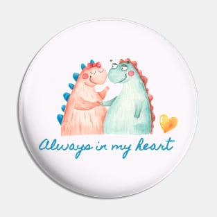 Cute Hugging Dinosaurs - Valentine's Day Pin