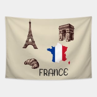 France Map Flag Tapestry