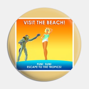 Satire Beach Poster Pin