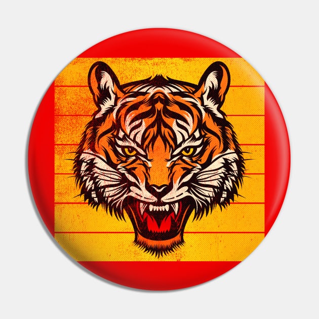 Distressed Tiger Vintage Roar Pin by machmigo