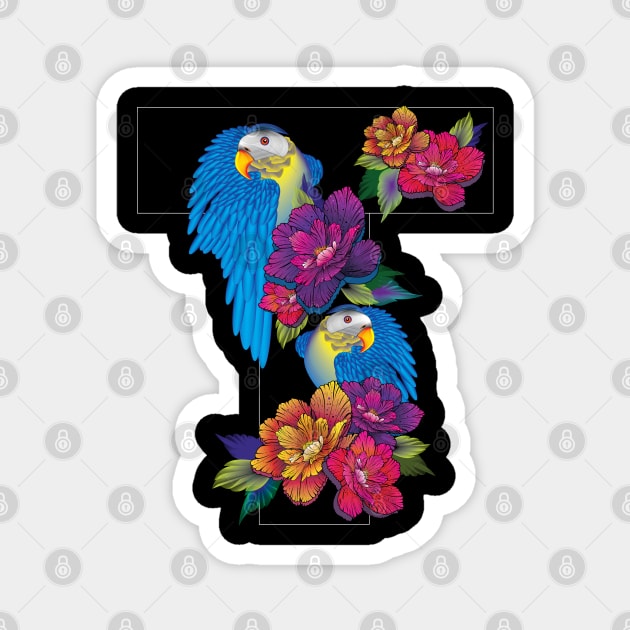 T birds with flower Magnet by PunnyPoyoShop