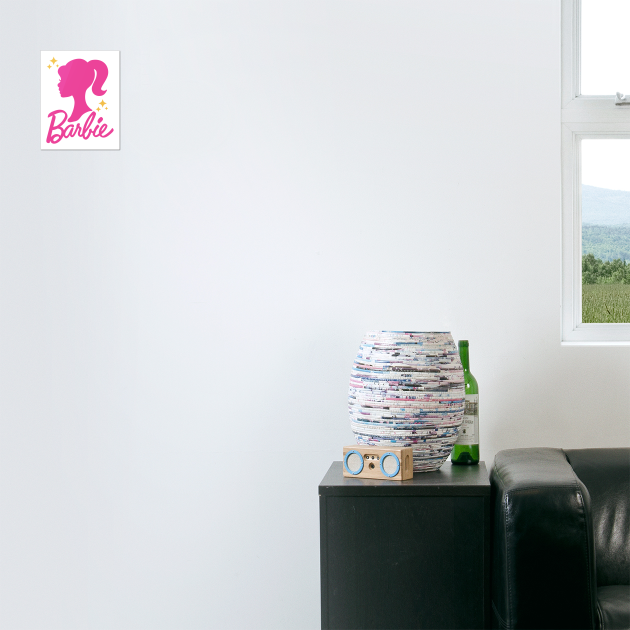 Pink Barbie Silhouette Icon Print