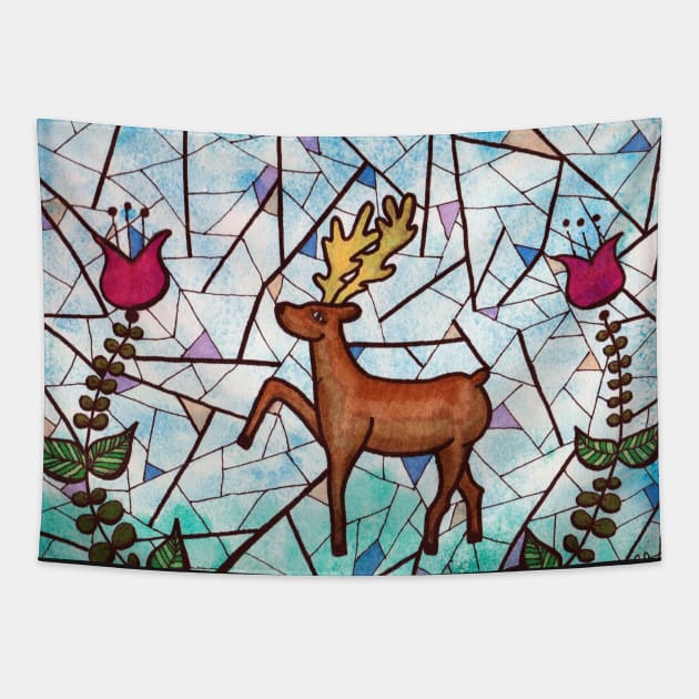 Folk Stag Tapestry by CAutumnTrapp