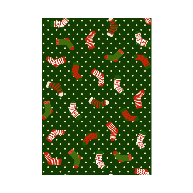 Christmas sock illustration, cute polka dot holiday pattern 2 by gusstvaraonica